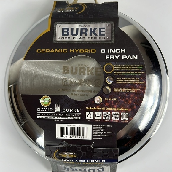 David Burke Ceramic Hybrid 8" 10" Heavy Stainless Steel Skillet Frying Pans NEW - Picture 7 of 12